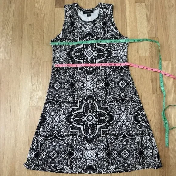 Karen Kane A Line Knit Dress Womens M Black White Beach Summer Casual Lined Boho - Picture 5 of 7